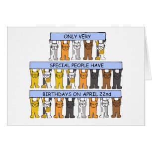 April 22nd Birthday Cute Cartoon Cats