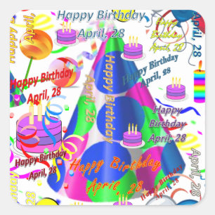 April, 28 Kids Birthday Stickers