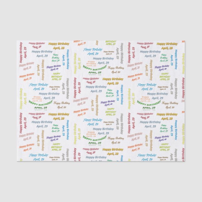 April, 29 Birthday Tissue Paper (Front)