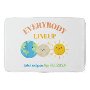 April 8 2024 Funny Earth Moon Sun Cute Bath Mat