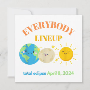 April 8 2024 Funny Earth Moon Sun Cute Invitation