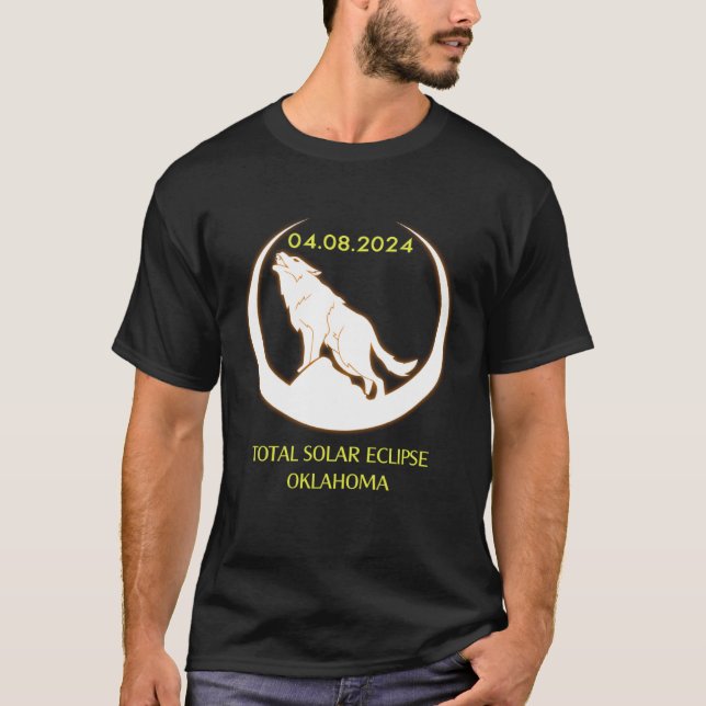 April 8 2024 Total Solar Eclipse Oklahoma Wolf Sun T-Shirt (Front)