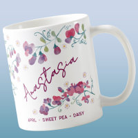 April Birth Flower Custom Name Sweet Pea Daisy
