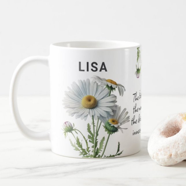April Birth Flower Daisy Add Name Coffee Mug (Creator Uploaded)