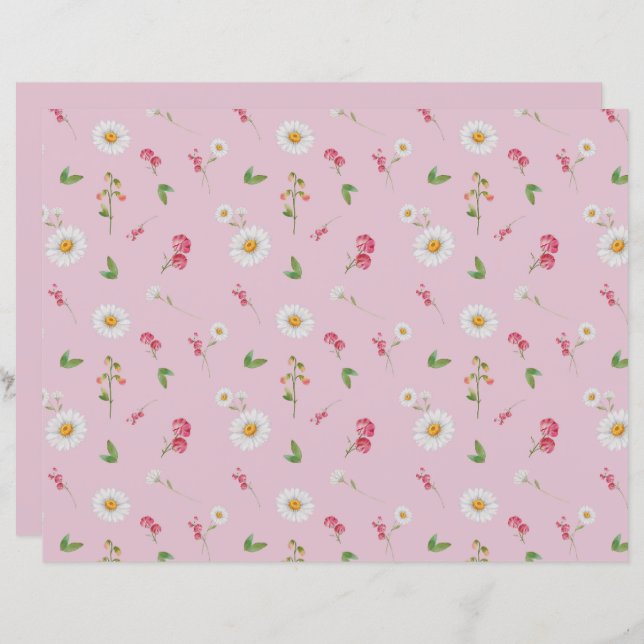 April Birth Flower Daisy Sweet Pea Scrapbook Paper (Front/Back)