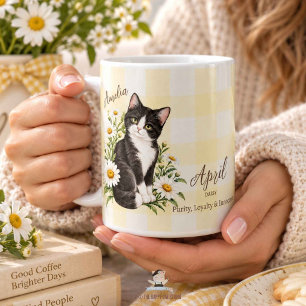 April Birth Flower White Daisy and Cat Bridesmaid Coffee Mug