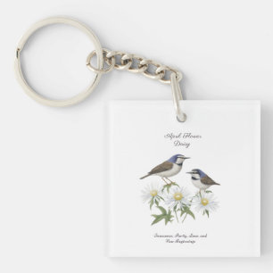 April Birth Month Flower Daisy Cherished Birthday Key Ring
