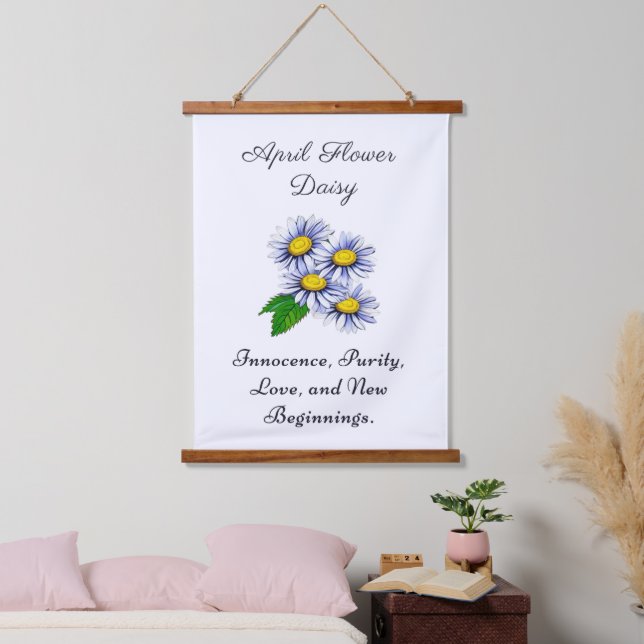 April Birth Month Flower Daisy Fresh and Simple  Hanging Tapestry (Bedroom)
