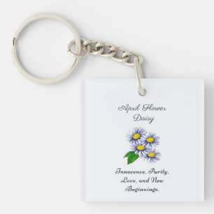 April Birth Month Flower Daisy Fresh and Simple Key Ring