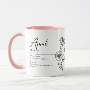 April Birth Month Flower Daisy Minimalist Mug