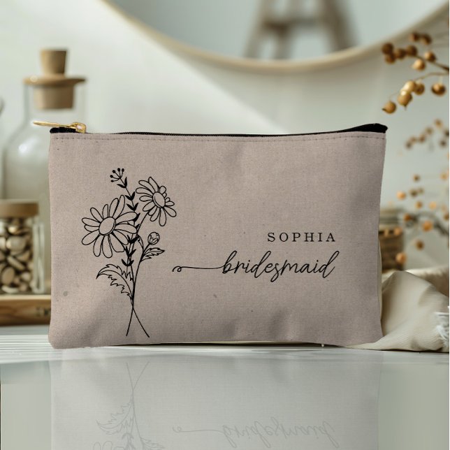 April Birth Month Flower Personalised Bridesmaid Accessory Pouch (Creator Uploaded)