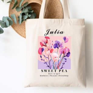 April Birth Month Flower Sweet Pea Soft Pastel Tote Bag