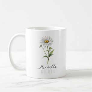 April Birth Month Flower w/Name – Daisy Coffee Mug