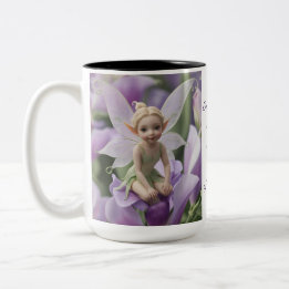 April Birth Month - Sweet Pea Flower Fairy -  Two-Tone Coffee Mug
