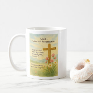 April Birthday Bible Verse Cross and Resurrection Coffee Mug