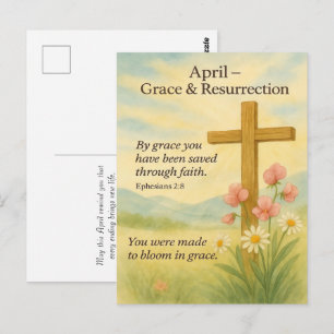 April Birthday Bible Verse Cross and Resurrection Postcard