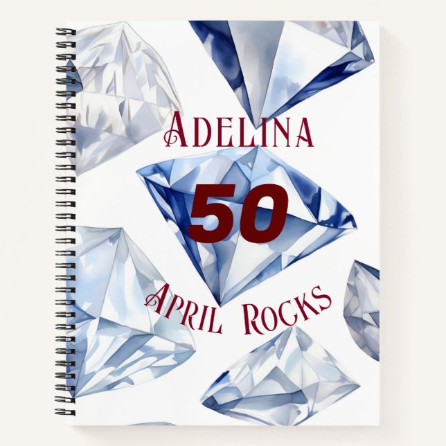 April Birthday or Anniversary Custom Name Notebook (Front)