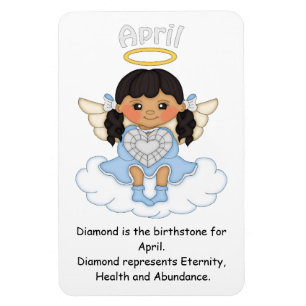 April Birthstone Angel Black Premium Magnet
