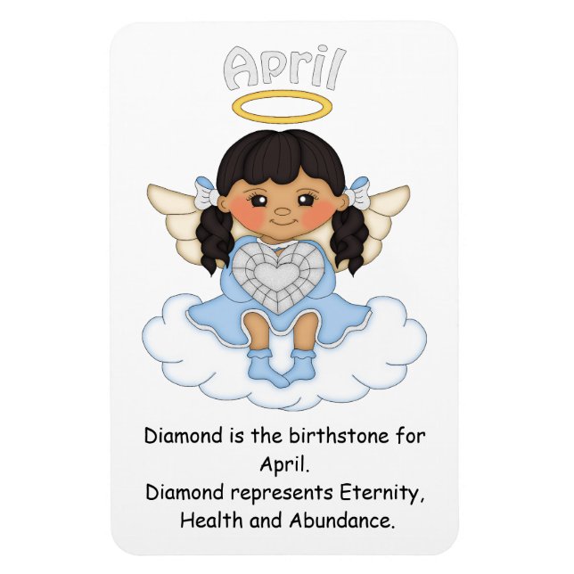 April Birthstone Angel Black Premium Magnet (Vertical)