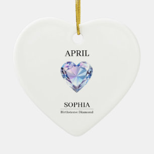 April Birthstone Birthday Name Diamond Ceramic Ornament