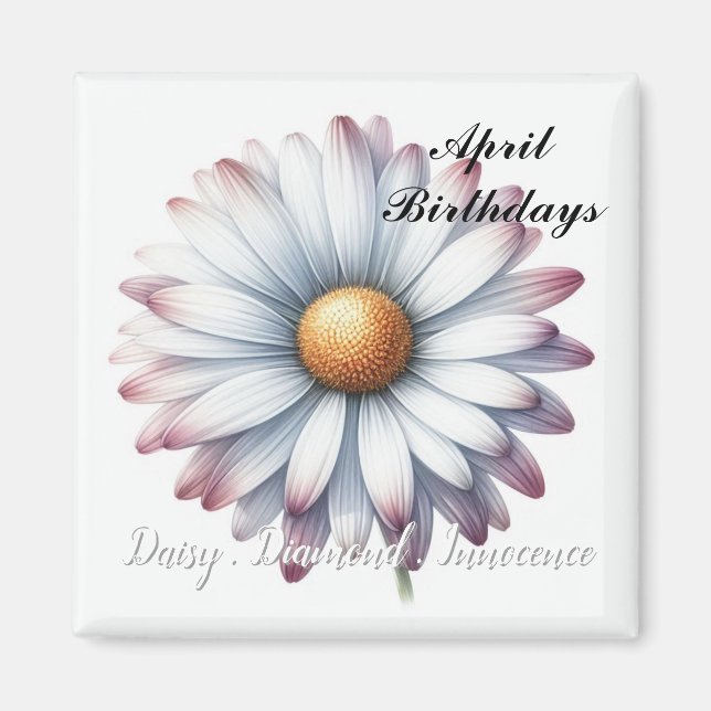 April Birthstone Daisy Diamond  Magnet (Front)