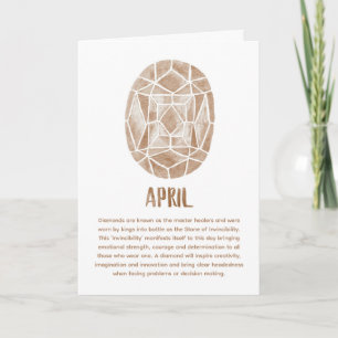 April Birthstone Diamond Birthday Watercolor Card