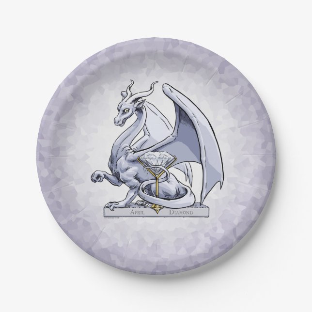 April Birthstone Dragon: Diamond Paper Plate (Front)