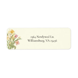 April Blossom Daffodil Wedding Address Label Return Address Label