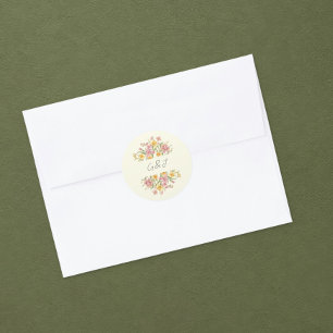 April Blossom Garden Daffodil Monogram Sticker