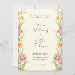 April Blossom Garden Daffodil Wedding Invitation