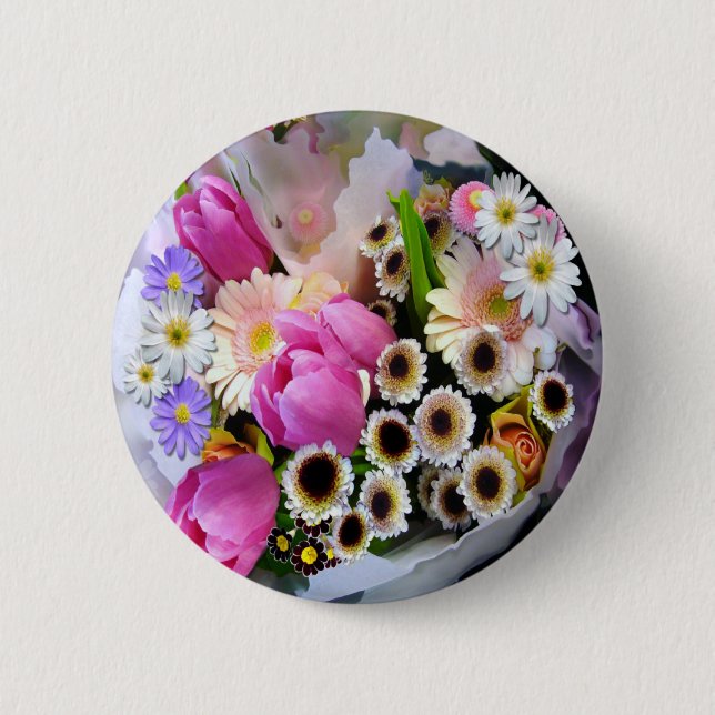 April Bouquet 6 Cm Round Badge (Front)