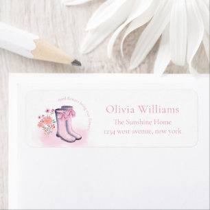 April Bow Rain Boots Baby Shower Return Address Label