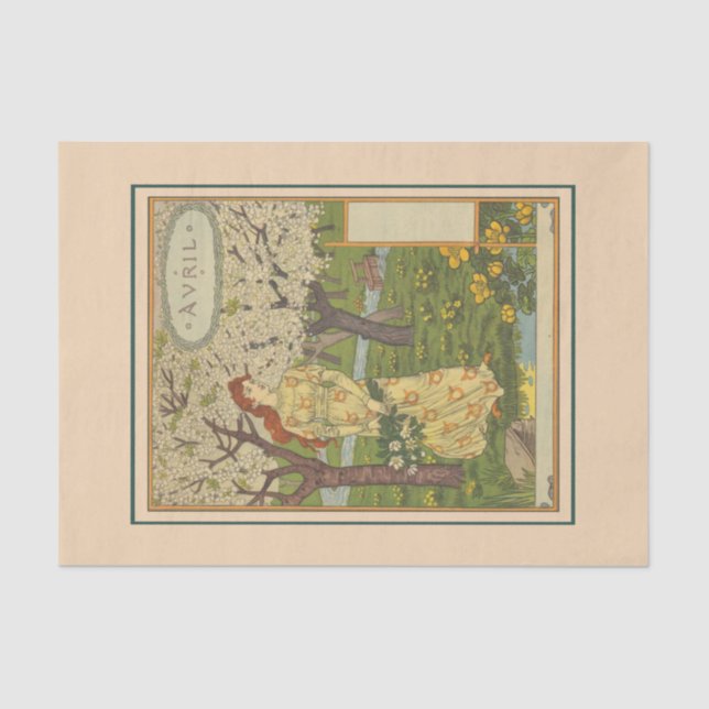 April by Eugene Grasset Tissue Paper (Front)
