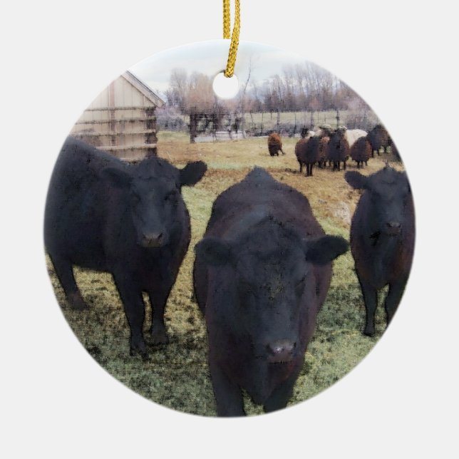 April Cattle Ceramic Ornament (Front)