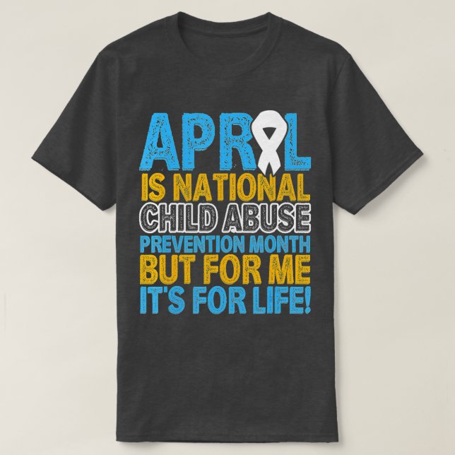 April Child Abuse Prevention Awareness Blue Ribbon T-Shirt (Design Front)