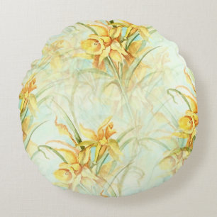 April Daffodils  Round Cushion