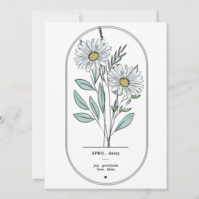 April Daisy Birth Flower Print (Front)