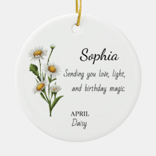 April Daisy Personalised Birthday Ceramic Ornament