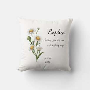 April Daisy Personalised Birthday Cushion