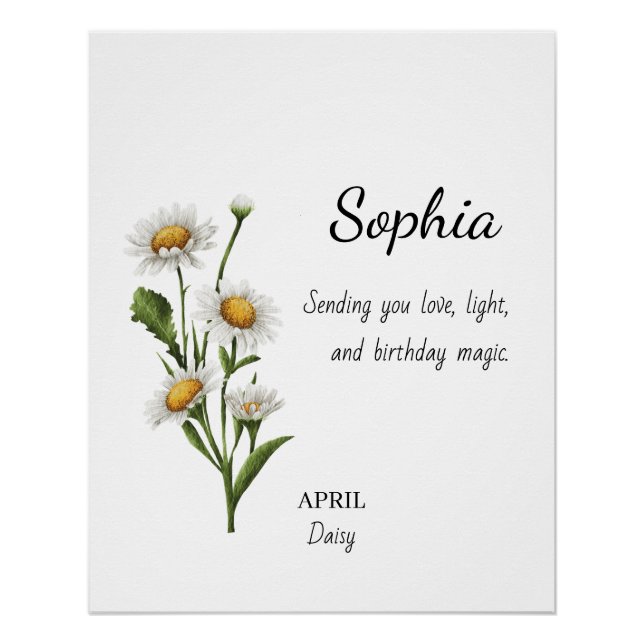 April Daisy Personalised Birthday Poster (Front)