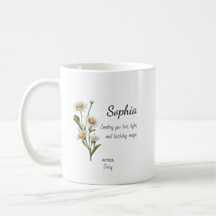 April Daisy Personalized Birthday Coffee Mug