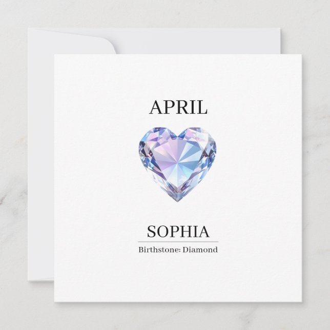 April Diamond Personalised Birthday Card (Front)
