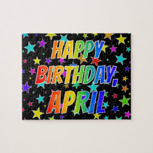 "APRIL" First Name, Fun "HAPPY BIRTHDAY" Jigsaw Puzzle