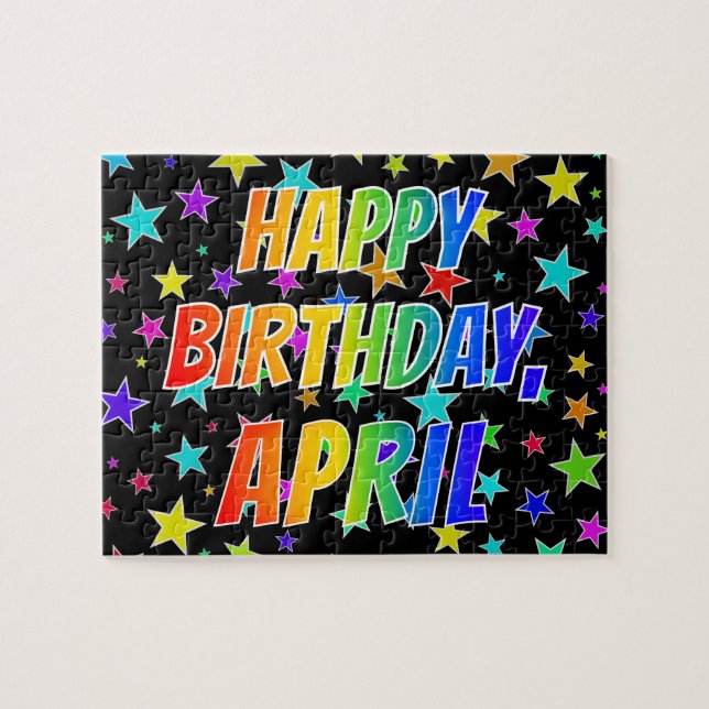 "APRIL" First Name, Fun "HAPPY BIRTHDAY" Jigsaw Puzzle (Horizontal)