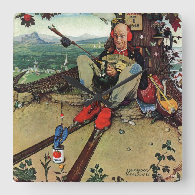 April Fool, 1945 Square Wall Clock (Front)