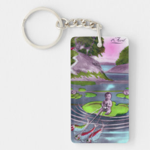 April Fool Vintage French Postcard  Key Ring