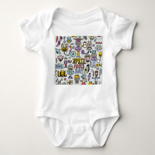 April Fools: Colourful Doodle Set. Baby Bodysuit