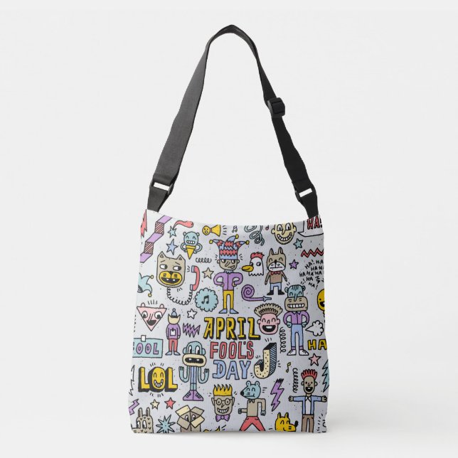 April Fools: Colourful Doodle Set. Crossbody Bag (Front)