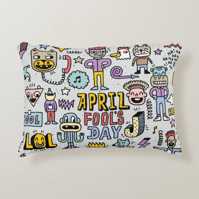 April Fools: Colourful Doodle Set. Decorative Cushion (Front)