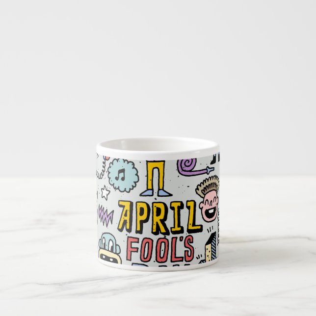 April Fools: Colourful Doodle Set. Espresso Cup (Front)